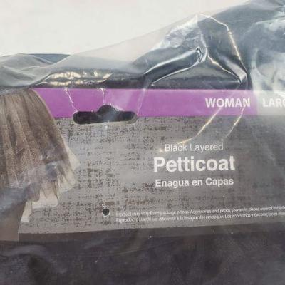 Large/Plus Size Black Layered Petticoat, Adult - New