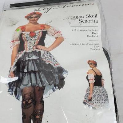 Sugar Skull Senorita, Adult Plus Size 3X/4X, Includes: Dress & Headband - New