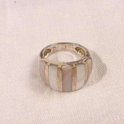Beautiful Vintage Sterling and Mother of Pearl Ring