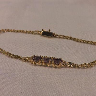 14k Gold Bracelet with Amethysts