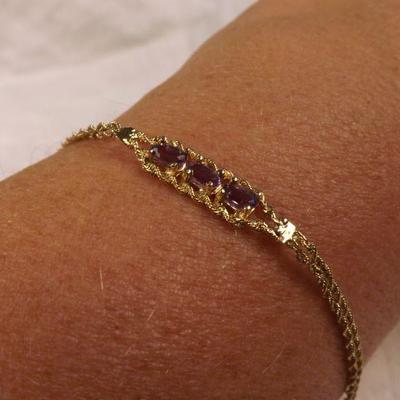 14k Gold Bracelet with Amethysts