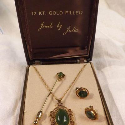 Vintage 12k GF Necklace, earrings, and stick pin