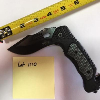 Lot 1110: Black Master Folder Knife, Curved Blade