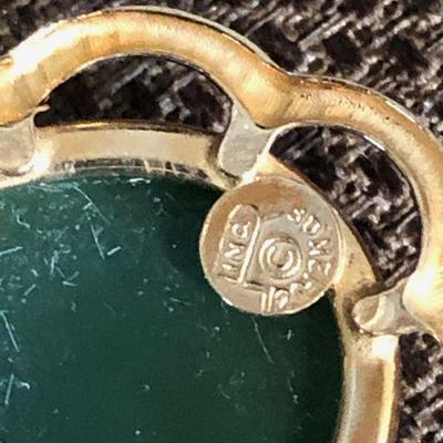 Lot#059 1/20 Gold and Jade Pendant With Asian Carving 