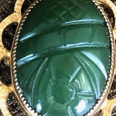 Lot#059 1/20 Gold and Jade Pendant With Asian Carving 