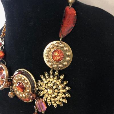 Lot#064 Elaborate Bronzy and Reddish Necklace