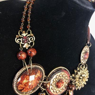 Lot#064 Elaborate Bronzy and Reddish Necklace
