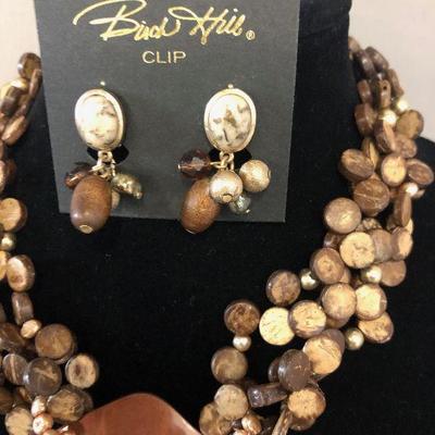 Lot#068 Bud Hill Earrings and Necklace HUGE Statement 