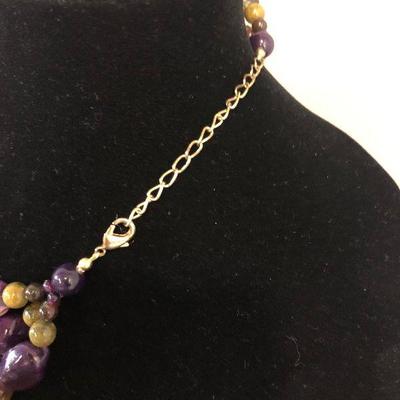 Lot#073 Purple, Green Synthetic Material Necklace