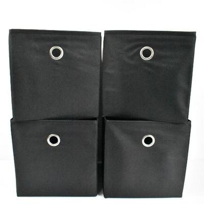Quantity 4 Fabric Storage Cube Bins, Black, 10.5