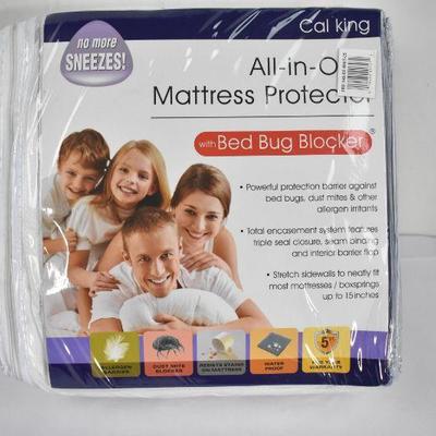 Mattress Protector, California King All-In-One with Bed Bug Blocker - New