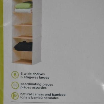 Bamboo Hanging Organizer with 6 Wide Shelves - New