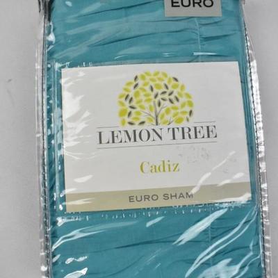 3 Pillow Shams: 1 Euro Size & 2 Standard Size: Turquoise & White - New
