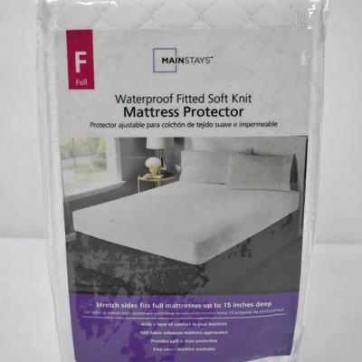 Full Size Mattress Protector by Mainstays: Waterproof Fitted Soft Knit - New