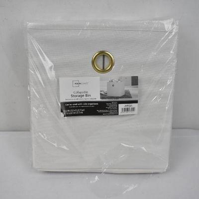 4x Collapsible Storage Bins, White/Cream Fabric 10.5