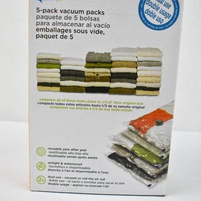 5-Pack Vacuum Bags, Reuseable, Dual Use (2 Medium & 3 Large) - New