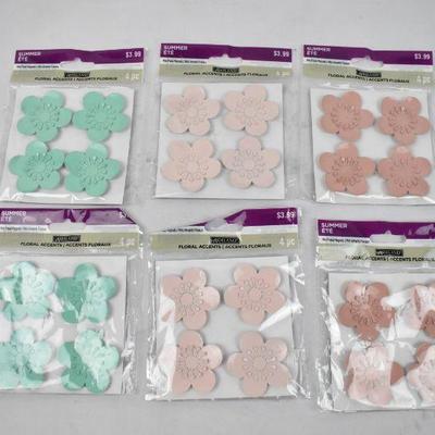 Ashland Summer Mini Floral Accent Magnets, 6x4, Pink, Blush & Mint - New