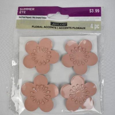 Ashland Summer Mini Floral Accent Magnets, 6x4, Pink, Blush & Mint - New