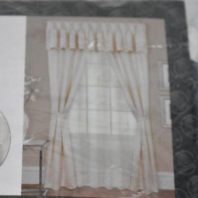 6 Pc Window Curtain Set by Claire: Panels, Valance, Panel, Tiebacks, Ivory - New
