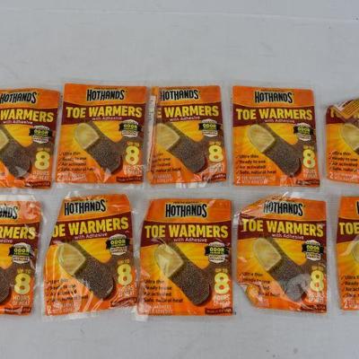 Quantity 10 Hothands Toe Warmers with Adhesive (2 in Each Package) - New
