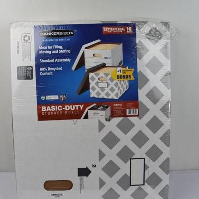 10 Pack of Bankers Box Basic Duty Storage Boxes, Letter/Legal - New