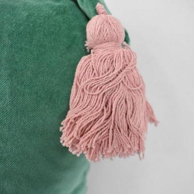 Green Pillow with Pink Tassels by Drew Barrymore Flower Home - New