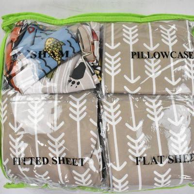 Mainstays Kids Twin Size Bedding Set, 5 Pc Outdoor/Camping Theme - New