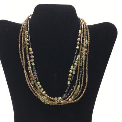 Lot 155 - Bronze Metallic Glass and Sterling Silver Bead Necklace & More