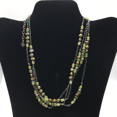 Lot 155 - Bronze Metallic Glass and Sterling Silver Bead Necklace & More