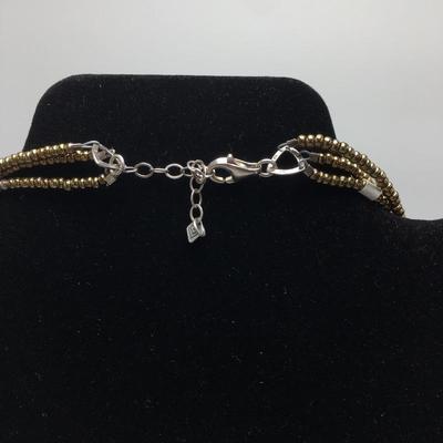 Lot 155 - Bronze Metallic Glass and Sterling Silver Bead Necklace & More