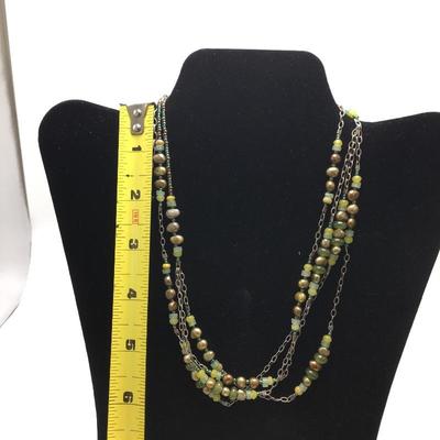 Lot 155 - Bronze Metallic Glass and Sterling Silver Bead Necklace & More