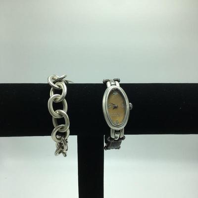 Lot 159 - Mother of Pearl Watch & Sterling Silver Bracelet 