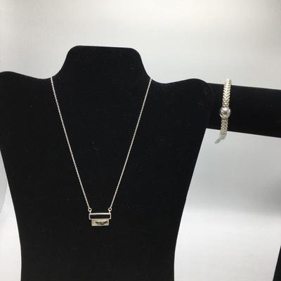 Lot 166 - Double Bar Necklace & Bracelet 