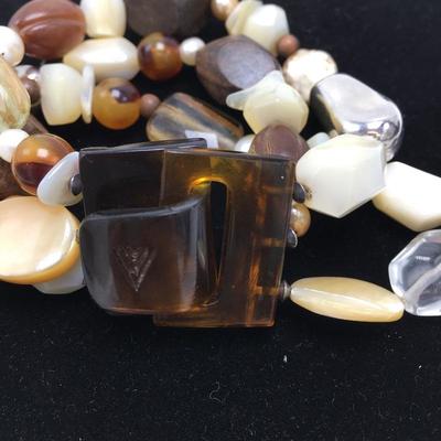 Lot 168 - Pearl, Brass & Brown Lip Shell Necklace & More