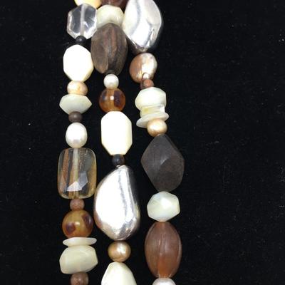 Lot 168 - Pearl, Brass & Brown Lip Shell Necklace & More