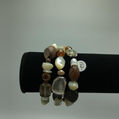 Lot 168 - Pearl, Brass & Brown Lip Shell Necklace & More