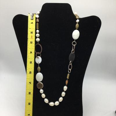 Lot 168 - Pearl, Brass & Brown Lip Shell Necklace & More