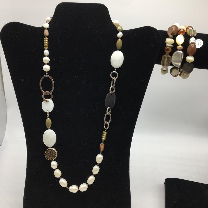 Lot 168 - Pearl, Brass & Brown Lip Shell Necklace & More | EstateSales.org