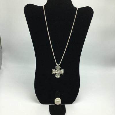 Lot 176 - Sterling Silver Necklace & Ring