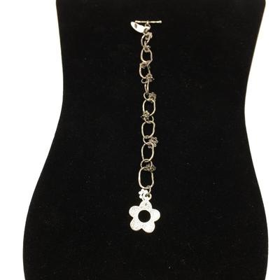 Lot 179 - Suede & Sterling Silver Necklace With a  Flower Bracelet 