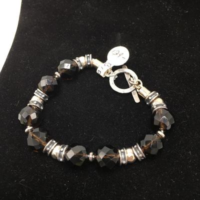Lot 180 - Smoky Quartz & Sterling Silver Necklace & Bracelet 