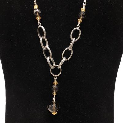 Lot 180 - Smoky Quartz & Sterling Silver Necklace & Bracelet 