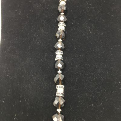 Lot 180 - Smoky Quartz & Sterling Silver Necklace & Bracelet 