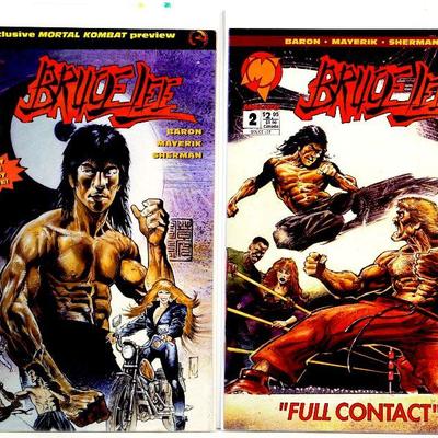 BRUCE LEE #1 #2 Comic Books Set Mortal Combat Preview 1994 Malibu Comics