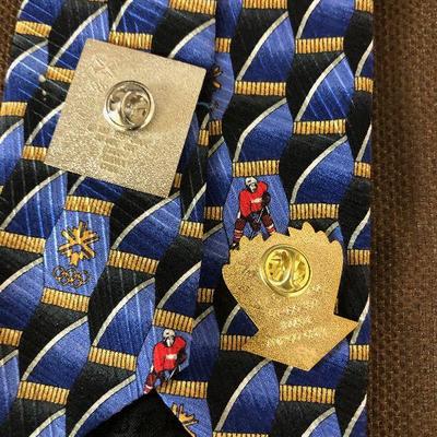 Lot#166 Men's Neck Ties D  1- Olympic Tie Hockey plus pins