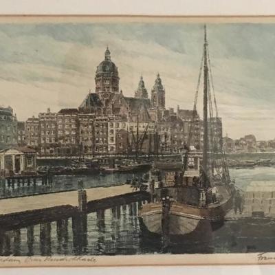 Lot 4 - Pencil Signed Engraving of Amsterdam