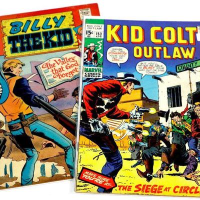 KID COLT OUTLAW #153 Billy The Kid #77 Bronze Age Comic Book Set 1970-71 Marvel/Charlton