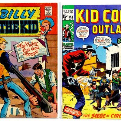 KID COLT OUTLAW #153 Billy The Kid #77 Bronze Age Comic Book Set 1970-71 Marvel/Charlton
