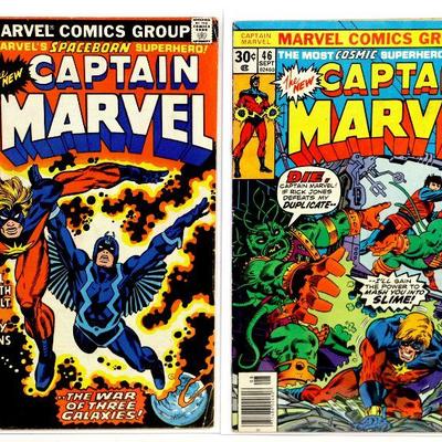 CAPTAIN MARVEL #46 #53 Bronze Age Comic Book Set 1976 Marvel Comics