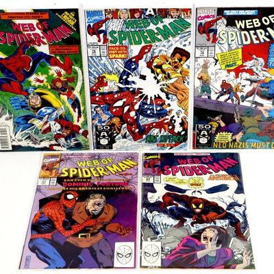 WEB OF SPIDER-MAN #63 #71 #72 #75 #106 Comic Books Set 1990-93 Marvel Comics